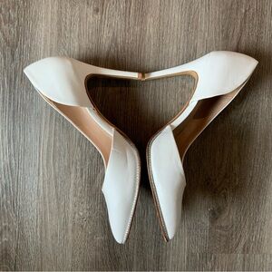 White Open Side Pumps